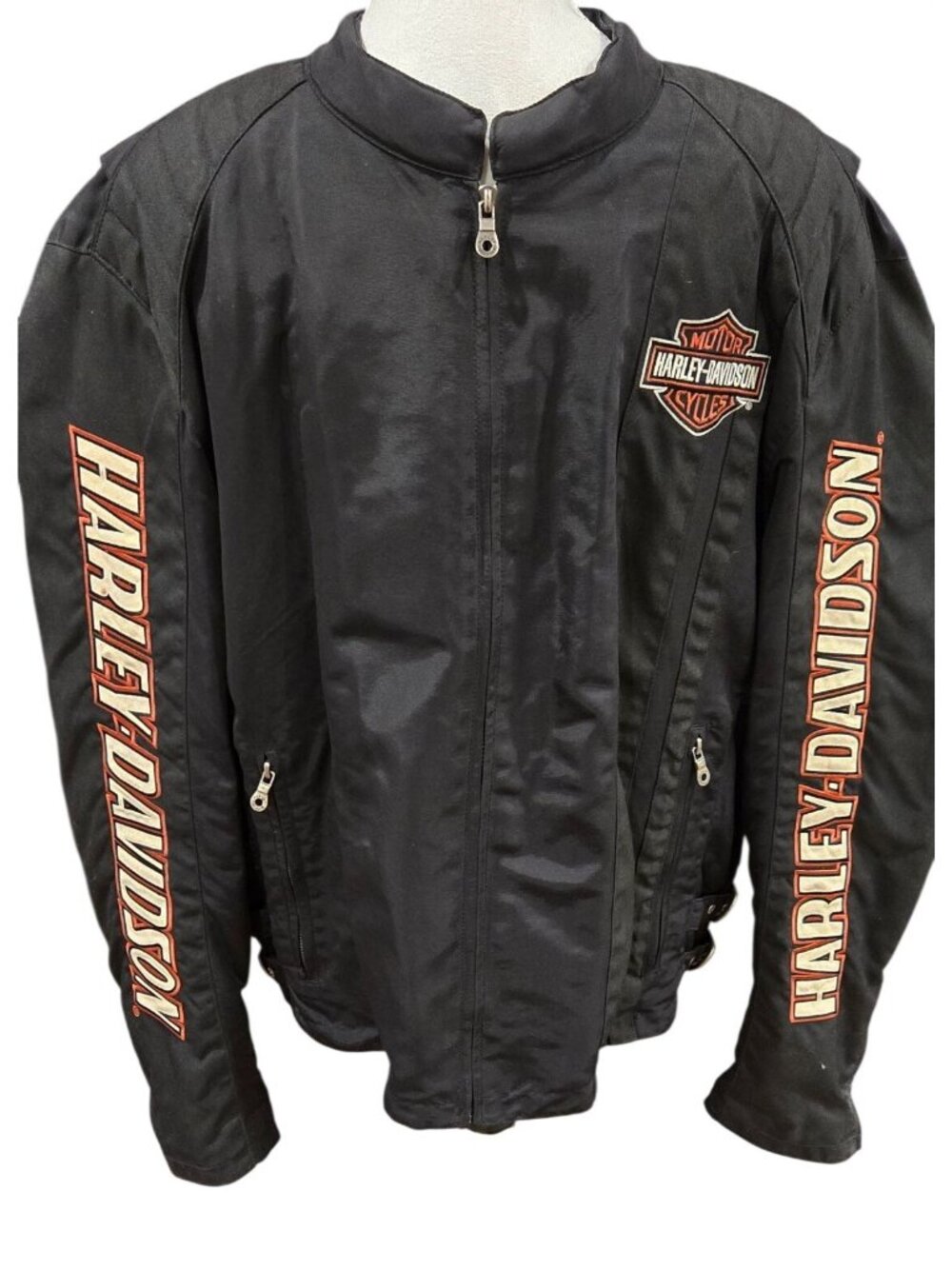 Harley-Davidson Women's Heavyweight Nylon Riding Jacket - Black & Orange - XL
